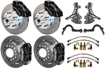 64-72 GM A-BODY FULL DISC BRAKE KIT & 2" DROP SPINDLES & ARMS,11" ROTORS,BLACK