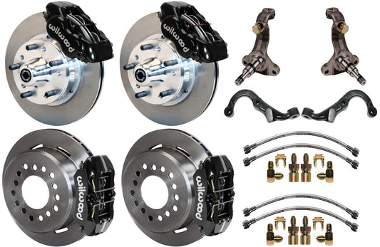 67-69 GM F-BODY FULL DISC BRAKE KIT & STOCK SPINDLES & ARMS,11" ROTORS,BLACK