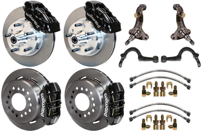 64-72 GM A-BODY FULL DISC BRAKE KIT & STOCK SPINDLES & ARMS,11" ROTORS,BLACK