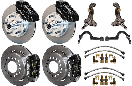 64-72 GM A-BODY FULL DISC BRAKE KIT & STOCK SPINDLES & ARMS,11" ROTORS,BLACK