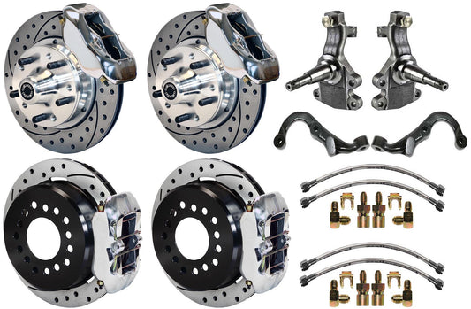67-69 GM F-BODY FULL DISC BRAKE KIT & 2" DROP SPINDLES & ARMS,11" DRILLED,POLISH