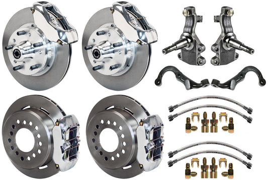 67-69 GM F-BODY FULL DISC BRAKE KIT & 2" DROP SPINDLES & ARMS,11" ROTORS,POLISH