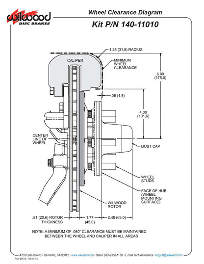55-57 CHEVY KIT,FRONT,FDL,11.75",RED CAL