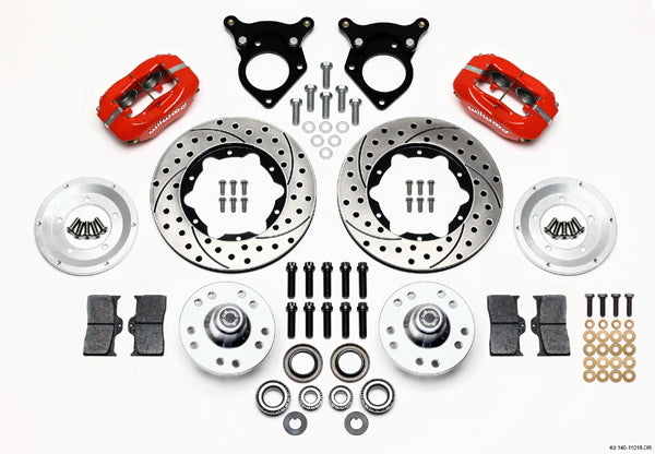 87-93 MUSTANG KIT,FRONT,11",DRILLED.,RED
