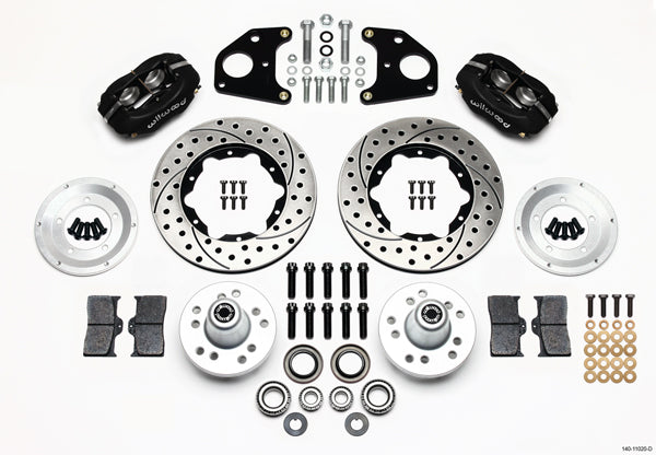 62-72 CDP B&E BODY W/DRUMS FULL DISC BRAKE KIT,11" DRILLED ROTORS,BLACK CALIPERS