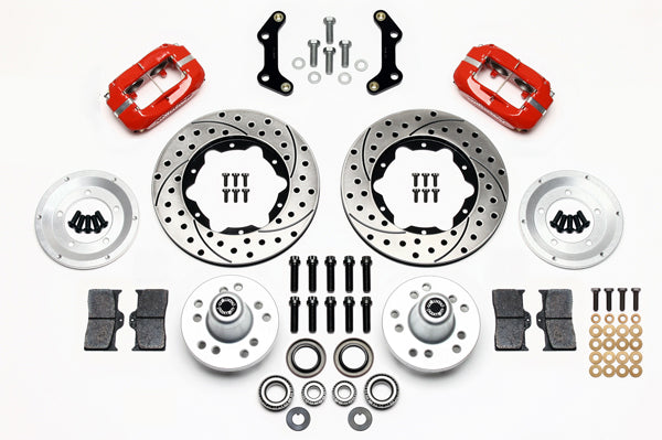 70-72 CDP B&E BODY W/DISC SPINDLES FULL DISC BRAKE KIT,11" DRILLED ROTORS,RED