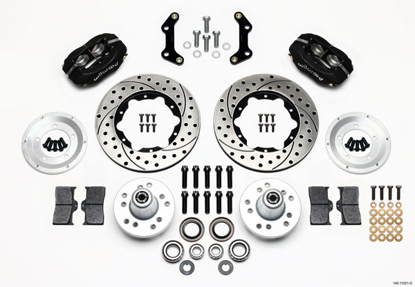 70-72 CDP B&E BODY W/DISC SPINDLES FULL DISC BRAKE KIT,11" DRILLED ROTORS,BLACK
