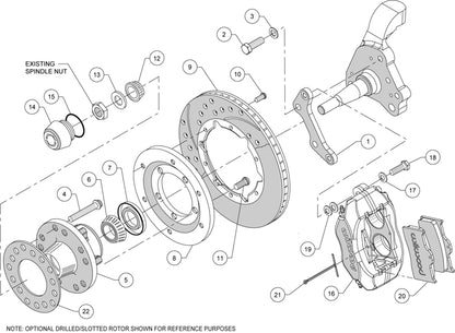 70-72 CDP B&E BODY W/DISC SPINDLES FULL DISC BRAKE KIT,11" DRILLED ROTORS,RED