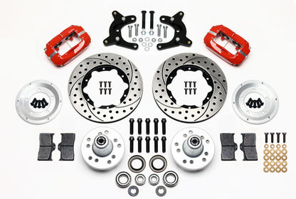 60-72 CDP A-BODY W/9" DRUMS FULL DISC BRAKE KIT,11" DRILLED ROTORS,RED