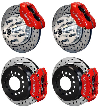 65-72 CDP A-BODY W/10" DRUMS FULL DISC BRAKE KIT,11" DRILLED ROTORS,RED