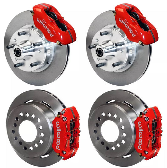65-72 CDP A-BODY W/10" DRUMS FULL DISC BRAKE KIT,11" ROTORS,RED CALIPERS