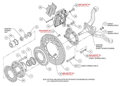 65-69 FORD,MERCURY FULL DISC BRAKE KIT,11" ROTORS,RED CALIPERS