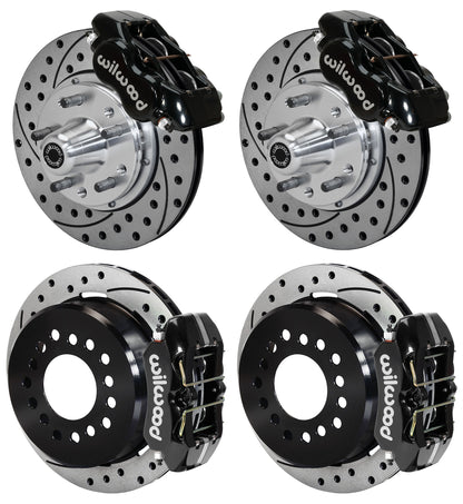 65-69 FORD,MERCURY FULL DISC BRAKE KIT,11" DRILLED ROTORS,BLACK CALIPERS