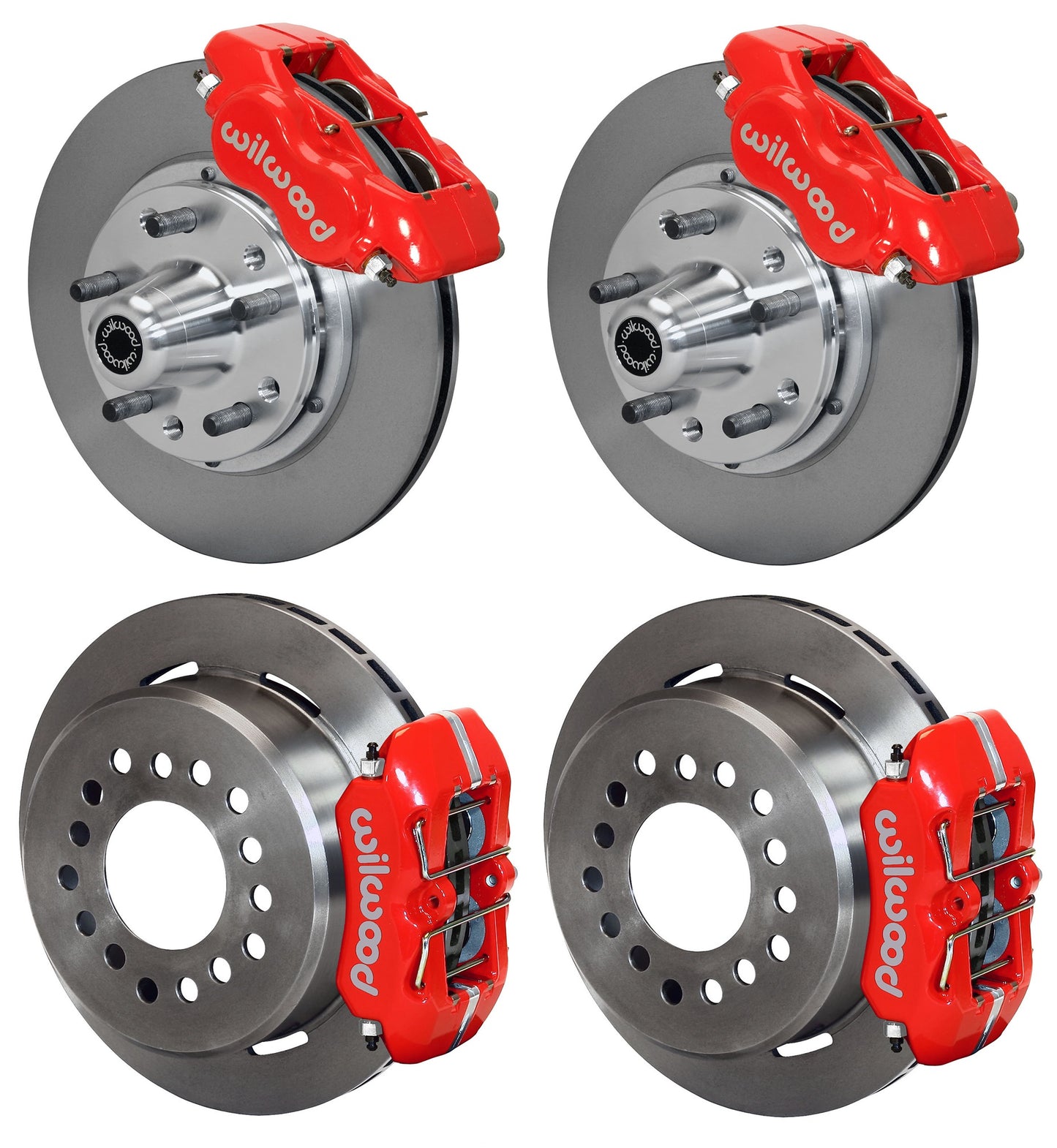 65-69 FORD,MERCURY FULL DISC BRAKE KIT,11" ROTORS,RED CALIPERS