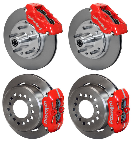 65-69 FORD,MERCURY FULL DISC BRAKE KIT,11" ROTORS,RED CALIPERS