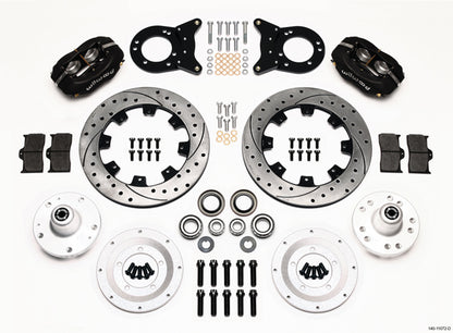 65-69 FORD,MERCURY FULL DISC BRAKE KIT,12" DRILLED ROTORS,4 PISTON BLACK