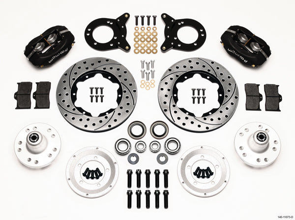70-73 FORD,MERCURY FULL DISC BRAKE KIT,11" DRILLED ROTORS,BLACK CALIPERS