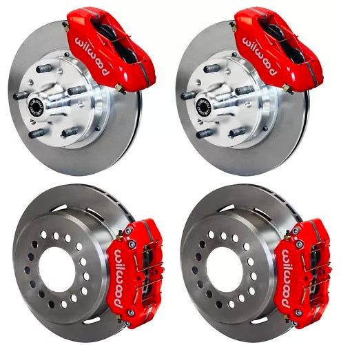 70-73 FORD,MERCURY FULL DISC BRAKE KIT,11" ROTORS,RED CALIPERS