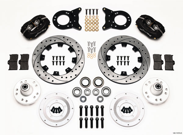 70-73 FORD,MERCURY FULL DISC BRAKE KIT,12" DRILLED ROTORS,4 PISTON BLACK
