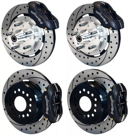 70-73 FORD,MERCURY FULL DISC BRAKE KIT,12" DRILLED ROTORS,4 PISTON BLACK