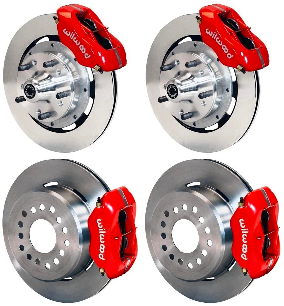 70-73 FORD,MERCURY FULL DISC BRAKE KIT,12" ROTORS,4 PISTON RED CALIPERS