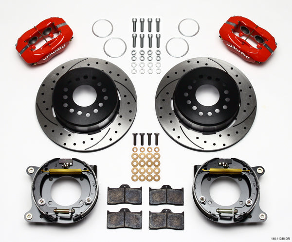 55-57 CHEVY FULL DISC BRAKE KIT,2" DROP SPINDLES,12" DRILLED,RED