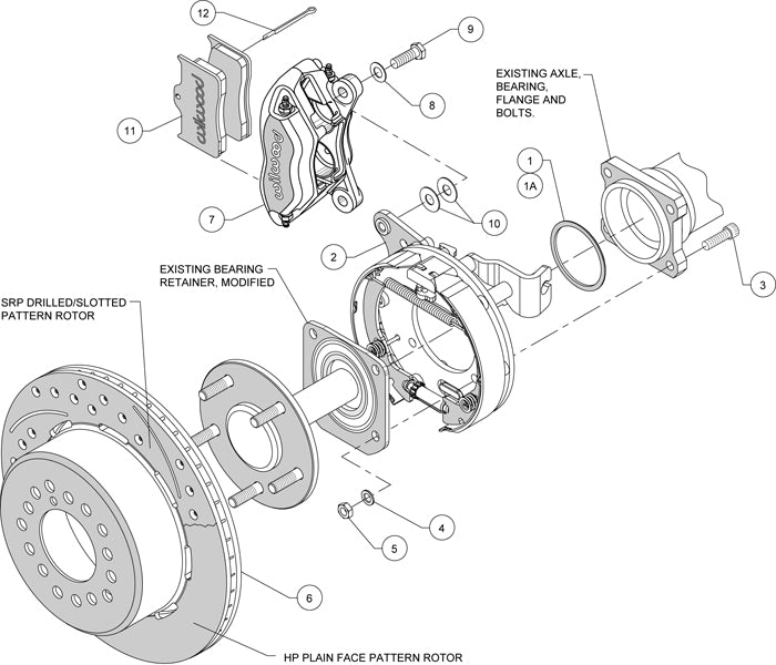 1956 CORVETTE FULL DISC BRAKE KIT,12" DRILLED ROTORS,BLACK CALIPERS