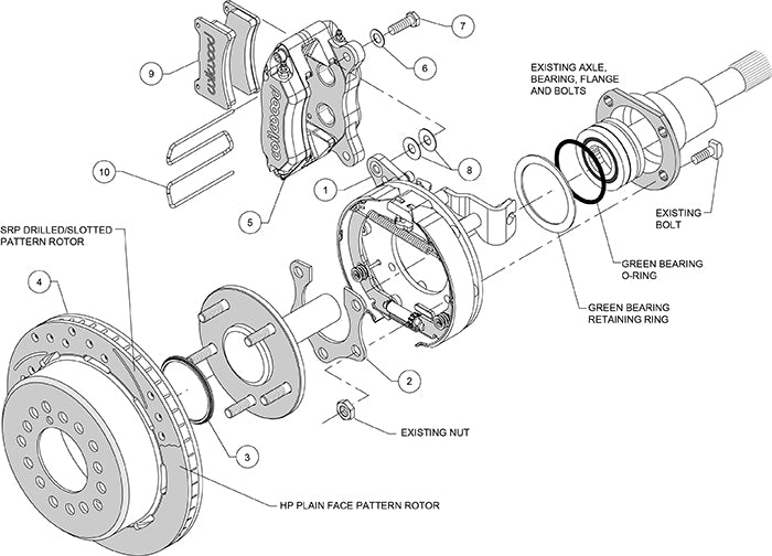 70-72 CDP B&E BODY W/DISC SPINDLES FULL DISC BRAKE KIT,11" ROTORS,RED CALIPERS
