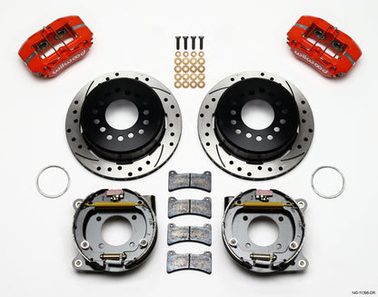 67-69 GM F-BODY FULL DISC BRAKE KIT & 2" DROP SPINDLES & ARMS,11" DRILLED,RED