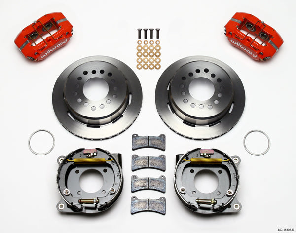 64-72 GM A-BODY FULL DISC BRAKE KIT & STOCK SPINDLES & ARMS,11" ROTORS,RED