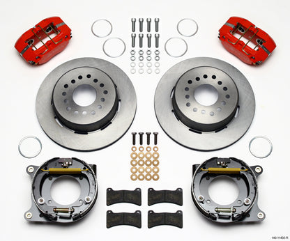 55-57 CHEVY FULL DISC BRAKE KIT & 2" DROP SPINDLES,11.5"/11",RED