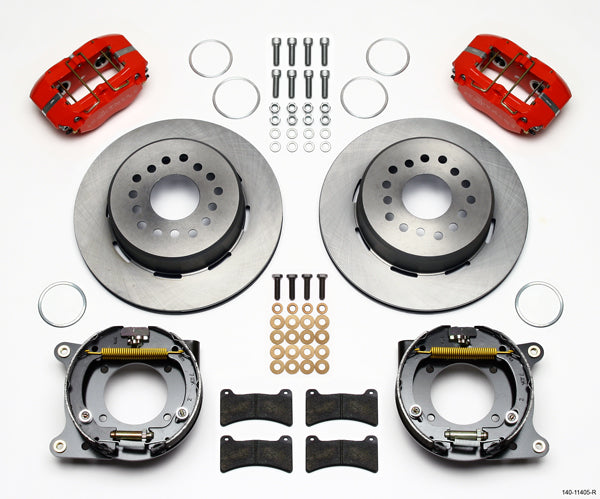 55-57 CHEVY FULL DISC BRAKE KIT,2" DROP SPINDLES,11" ROTORS,RED