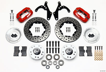 55-57 CHEVY KIT,FRONT,FDL,11",DRILLED,RED