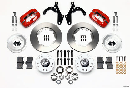 55-57 CHEVY FULL DISC BRAKE KIT,11" ROTORS,RED CALIPERS