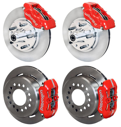 55-57 CHEVY FULL DISC BRAKE KIT,11" ROTORS,RED CALIPERS