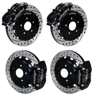 09-13 NISSAN 370Z FULL DISC BRAKE KIT,13" DRILLED ROTORS,BLACK CALIPERS