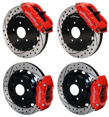 09-13 NISSAN 370Z FULL DISC BRAKE KIT,13" DRILLED ROTORS,RED CALIPERS
