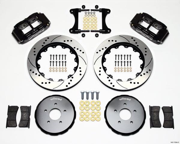 09-13 NISSAN 370Z FULL DISC BRAKE KIT,14/13" DRILLED ROTORS,BLACK CALIPERS