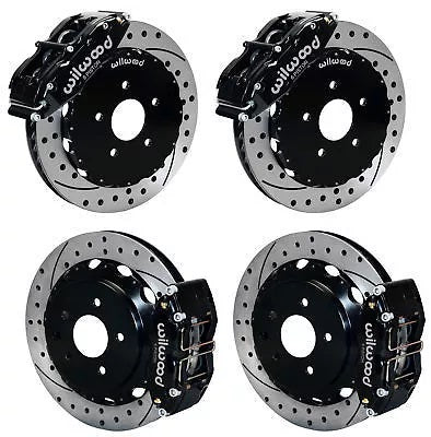 09-13 NISSAN 370Z FULL DISC BRAKE KIT,14/13" DRILLED ROTORS,BLACK CALIPERS