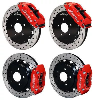 09-13 NISSAN 370Z FULL DISC BRAKE KIT,14/13" DRILLED ROTORS,RED CALIPERS
