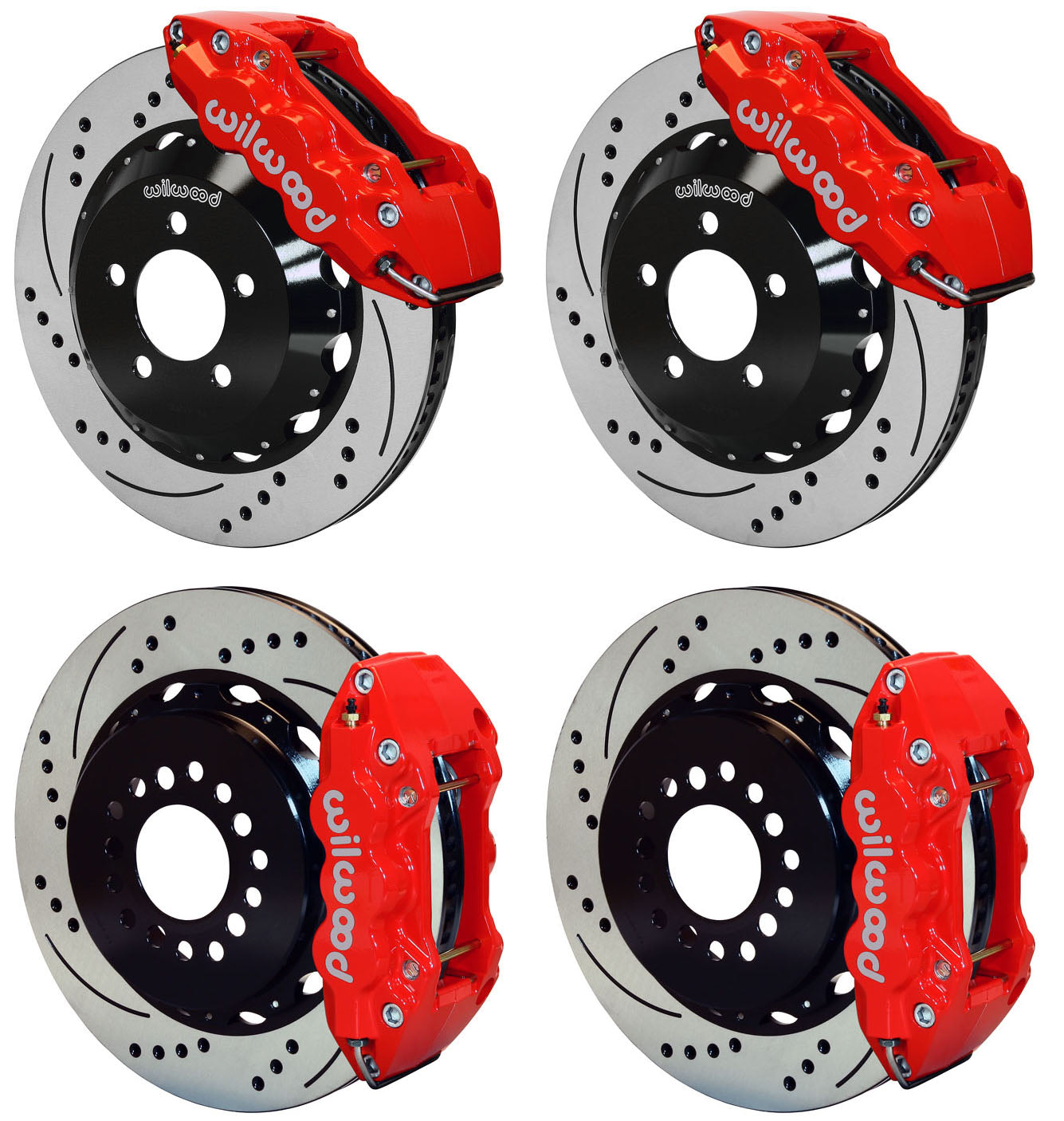05-11 CHARGER FULL DISC BRAKE KIT,14" DRILLED ROTORS,RED CALIPERS