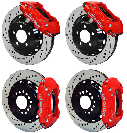 05-11 CHARGER FULL DISC BRAKE KIT,14" DRILLED ROTORS,RED CALIPERS