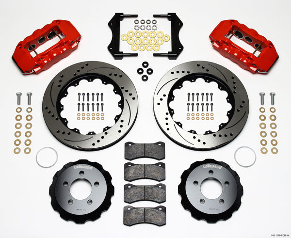 05-11 CHARGER FULL DISC BRAKE KIT,14" DRILLED ROTORS,RED CALIPERS