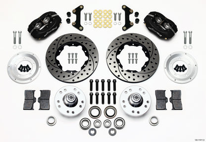 57-62 CORVETTE FULL DISC BRAKE KIT,11" DRILLED ROTORS,BLACK CALIPERS