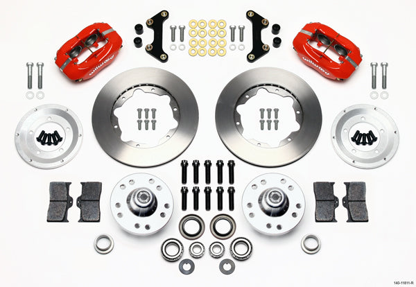 57-62 CORVETTE FULL DISC BRAKE KIT,11" ROTORS,RED CALIPERS