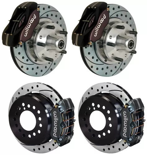 1956 CORVETTE FULL DISC BRAKE KIT,11" DRILLED ROTORS,BLACK CALIPERS
