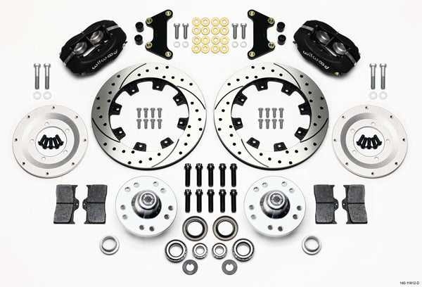 57-62 CORVETTE FULL DISC BRAKE KIT,12" DRILLED ROTORS,BLACK CALIPERS