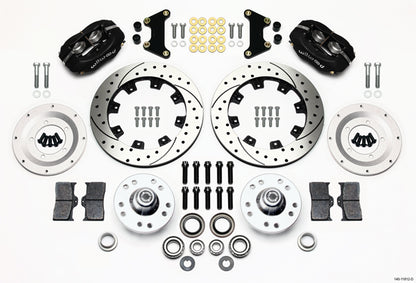 57-62 CORVETTE FULL DISC BRAKE KIT,12" DRILLED ROTORS,BLACK CALIPERS