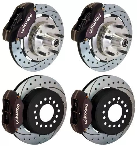 57-62 CORVETTE FULL DISC BRAKE KIT,12" DRILLED ROTORS,BLACK CALIPERS
