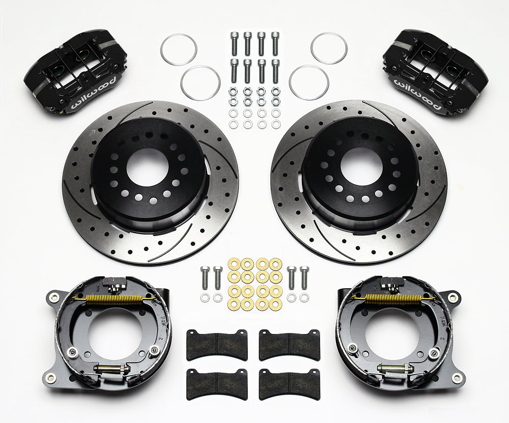 57-62 CORVETTE FULL DISC BRAKE KIT,11" DRILLED ROTORS,BLACK CALIPERS